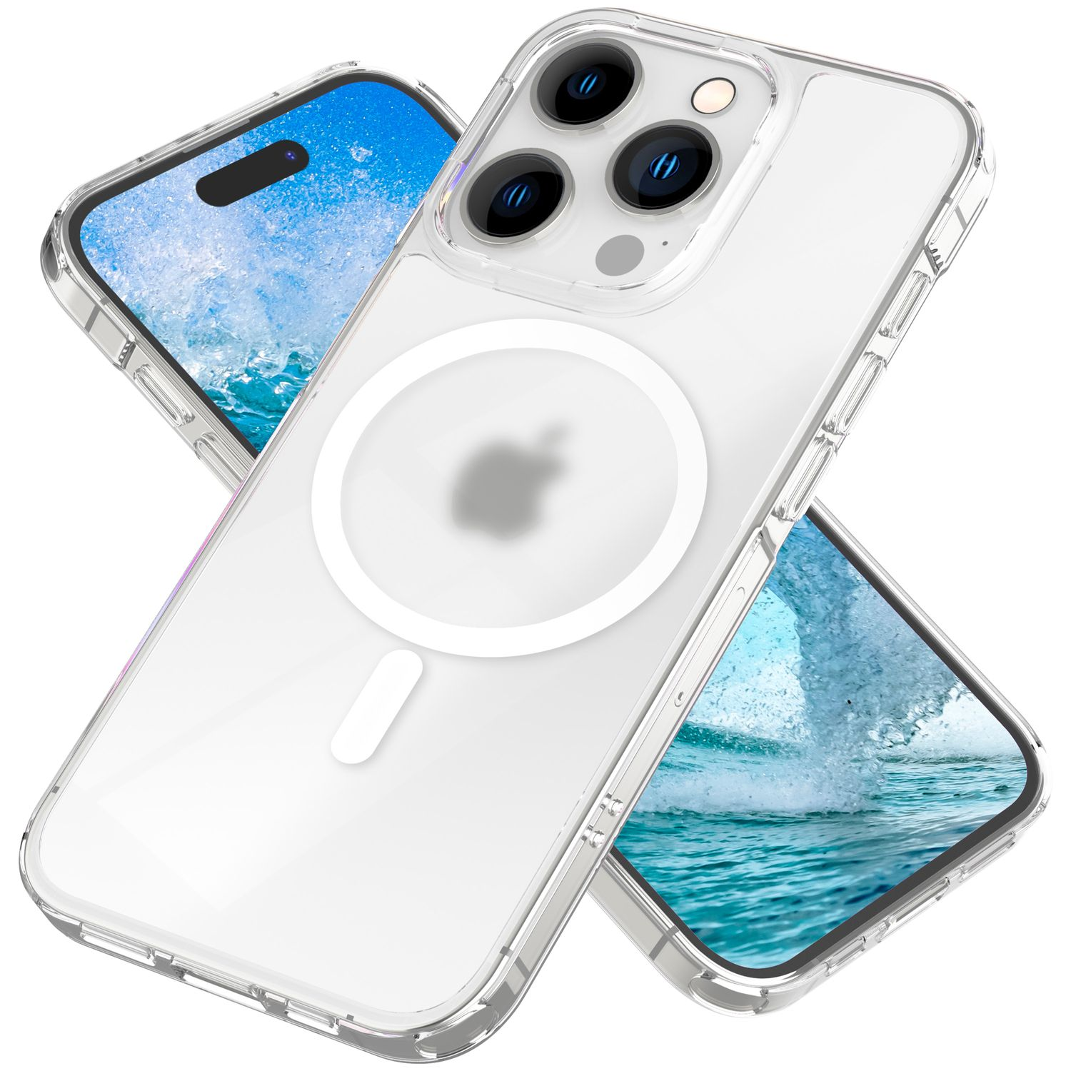 NALIA Matte Klare 15 Pro, MagSafe Hülle Apple, Transparent iPhone mit Funktion, Harte Backcover