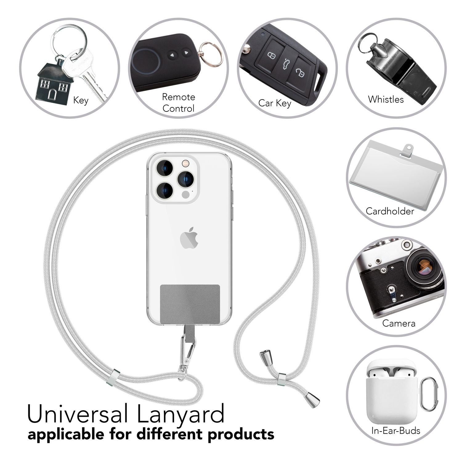 + Universal, Umhängen, NALIA Hülle Handyband Hellgrau Universal, Umhängetasche, für zum Pad