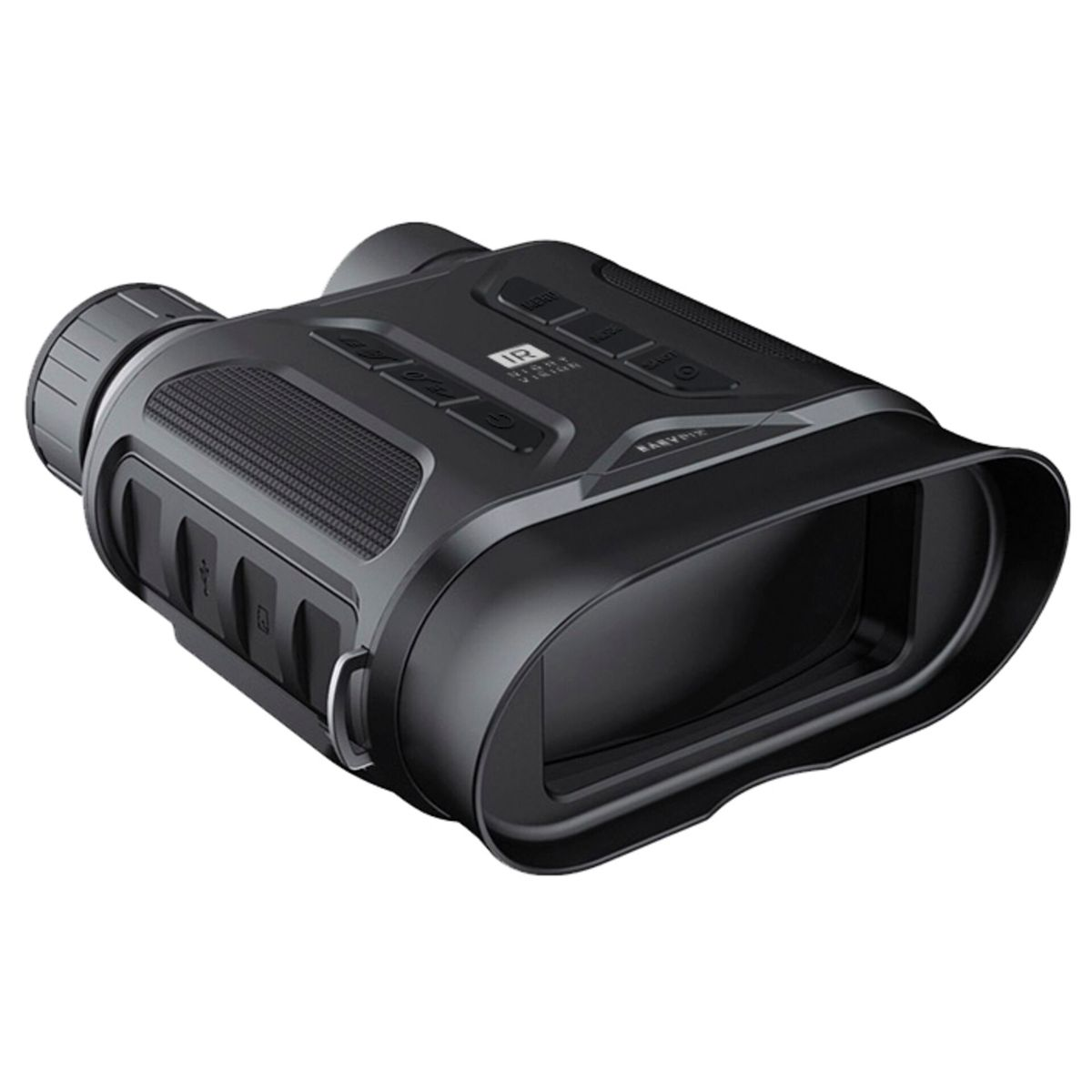 Binocolo per la visione notturna nero con più pulsanti e un ampio oculare.
