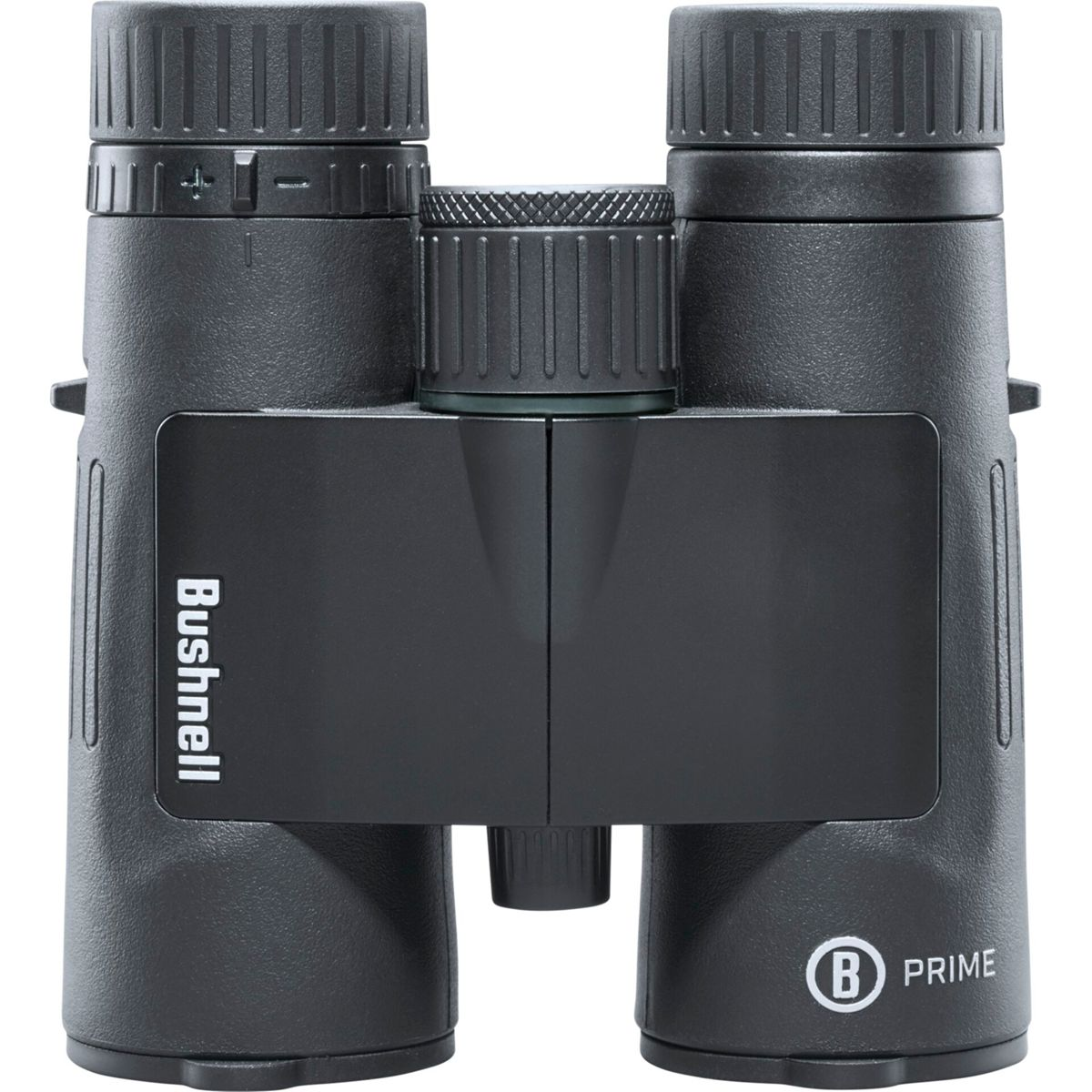 Binocolo Bushnell Prime nero con cerniera centrale nera e testo Bushnell.
