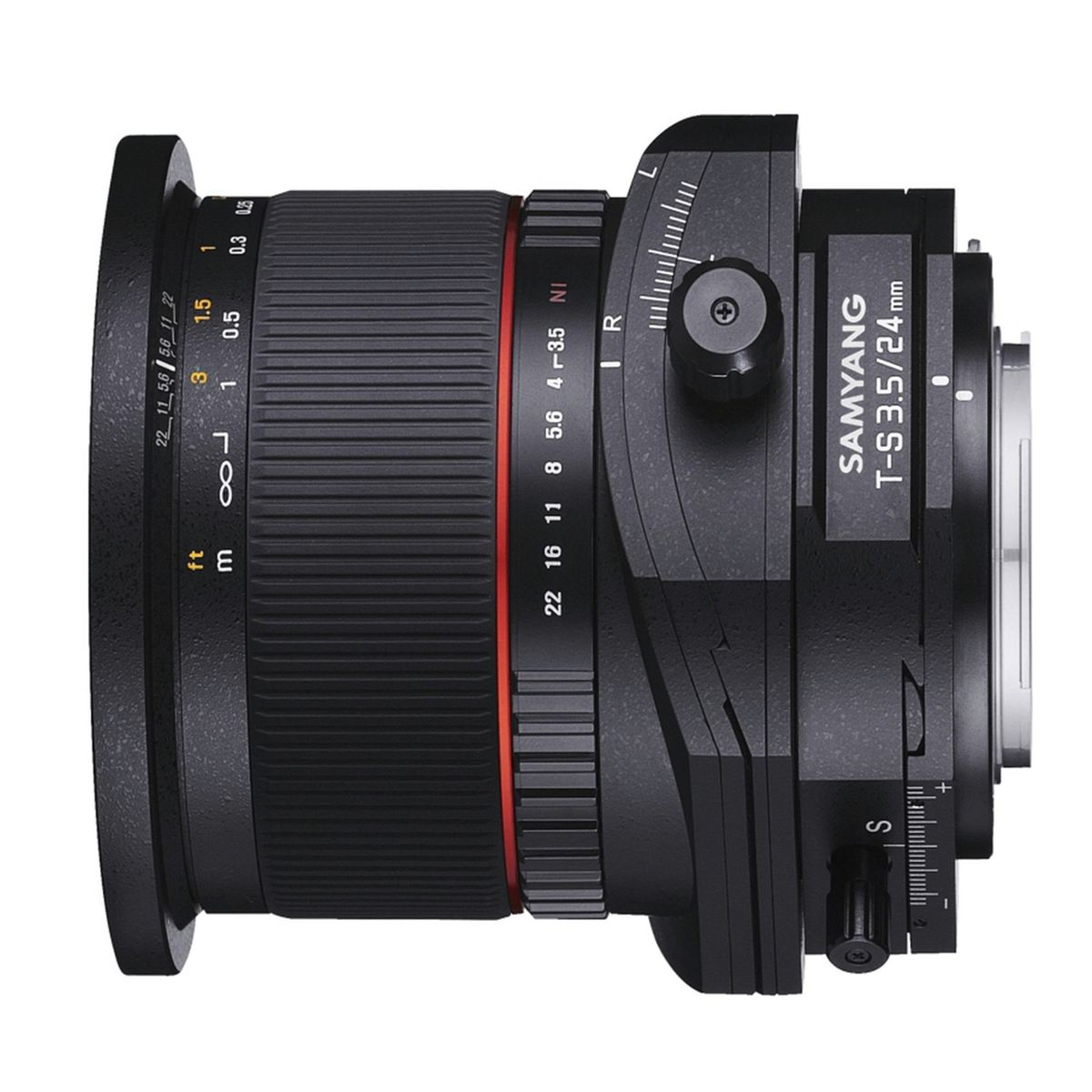 3,5/24 SAMYANG T/S 24 MF (Objektiv 3:30 Canon Schwarz) - für mm EF Canon EF-Mount,