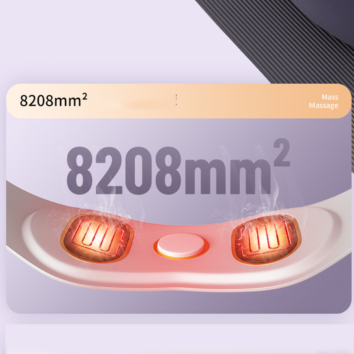 Nahaufnahme eines Massagegeräts, das seine Heizelemente und eine numerische Anzeige hervorhebt.