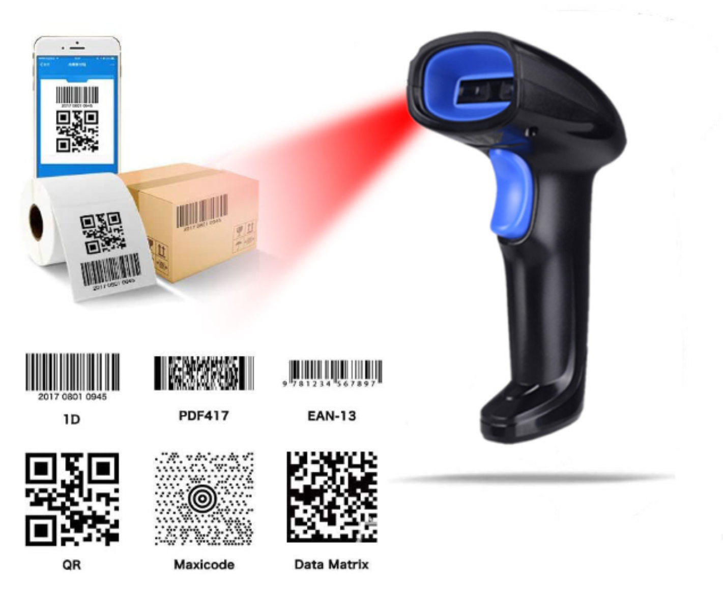 LACAMAX Kabelloser Bluetooth 2D-Scanner Scannen, einfache Kontinuierliches Bedienung Scanner , mil 4 