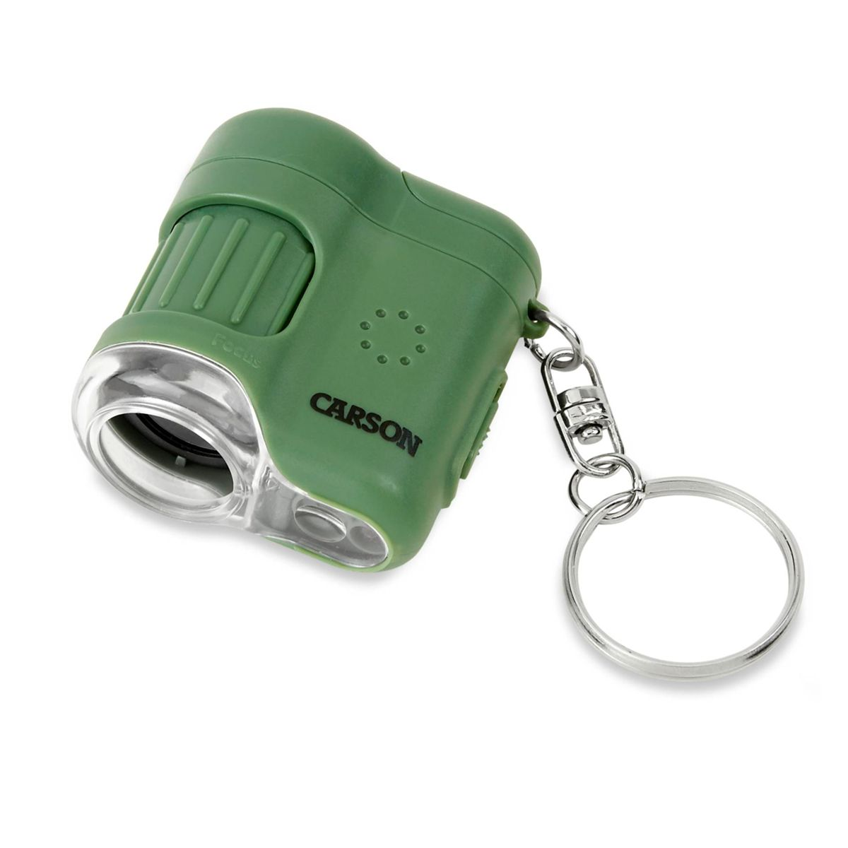 Lente d'ingrandimento Carson verde con portachiavi.