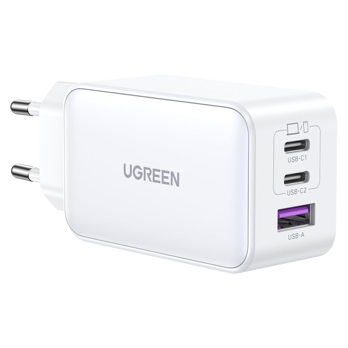 UGREEN Nexode USB-A+2*USB-C weiß White Tech USB-Ladegerät GaN Universal, 65W Charger Fast