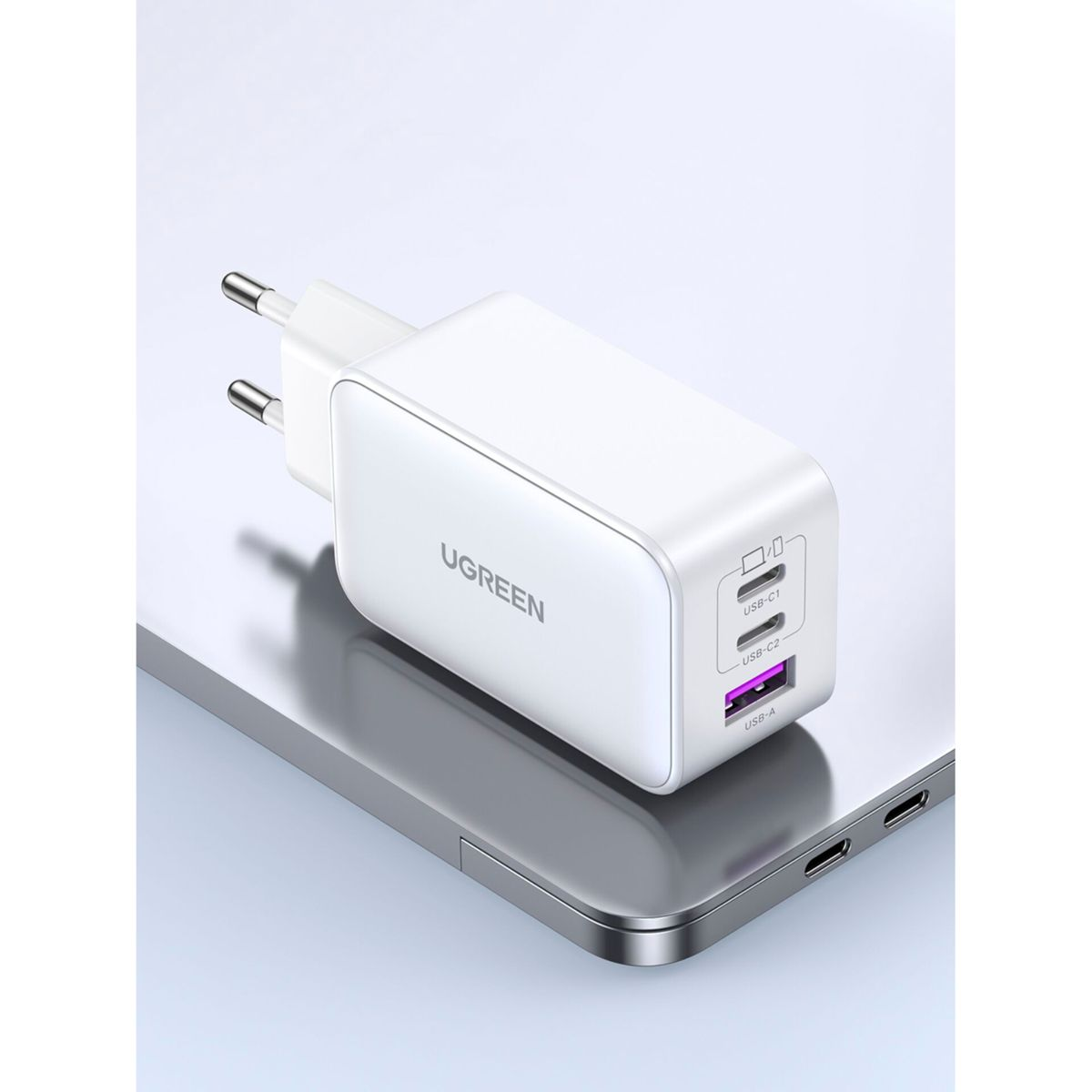 UGREEN USB-A+2*USB-C GaN USB-Ladegerät Charger Fast Universal, 65W White Tech Nexode weiß