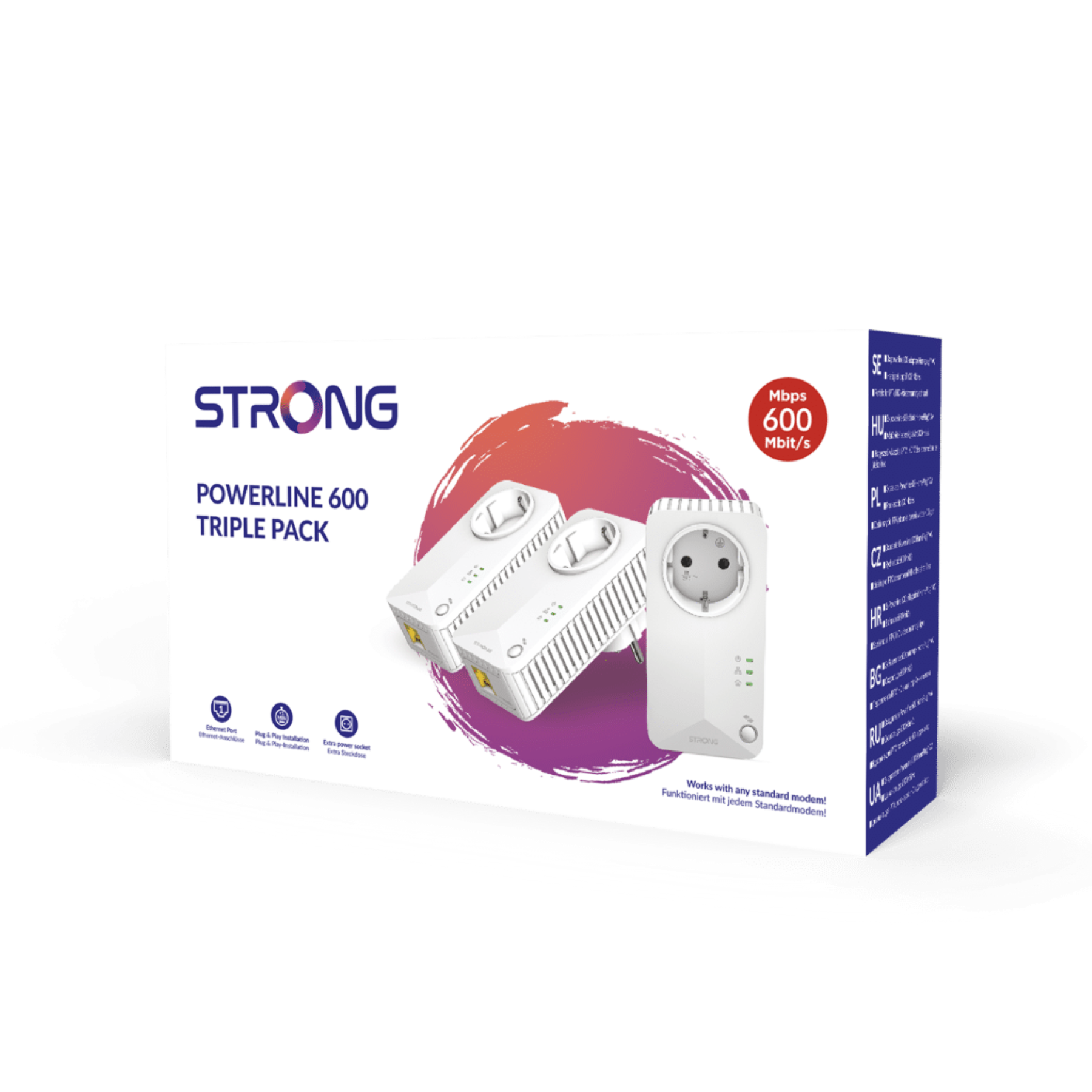 STRONG Powerline 600 Triple Pack 10,100 Powerline Adapter Mbit/s V2 EU