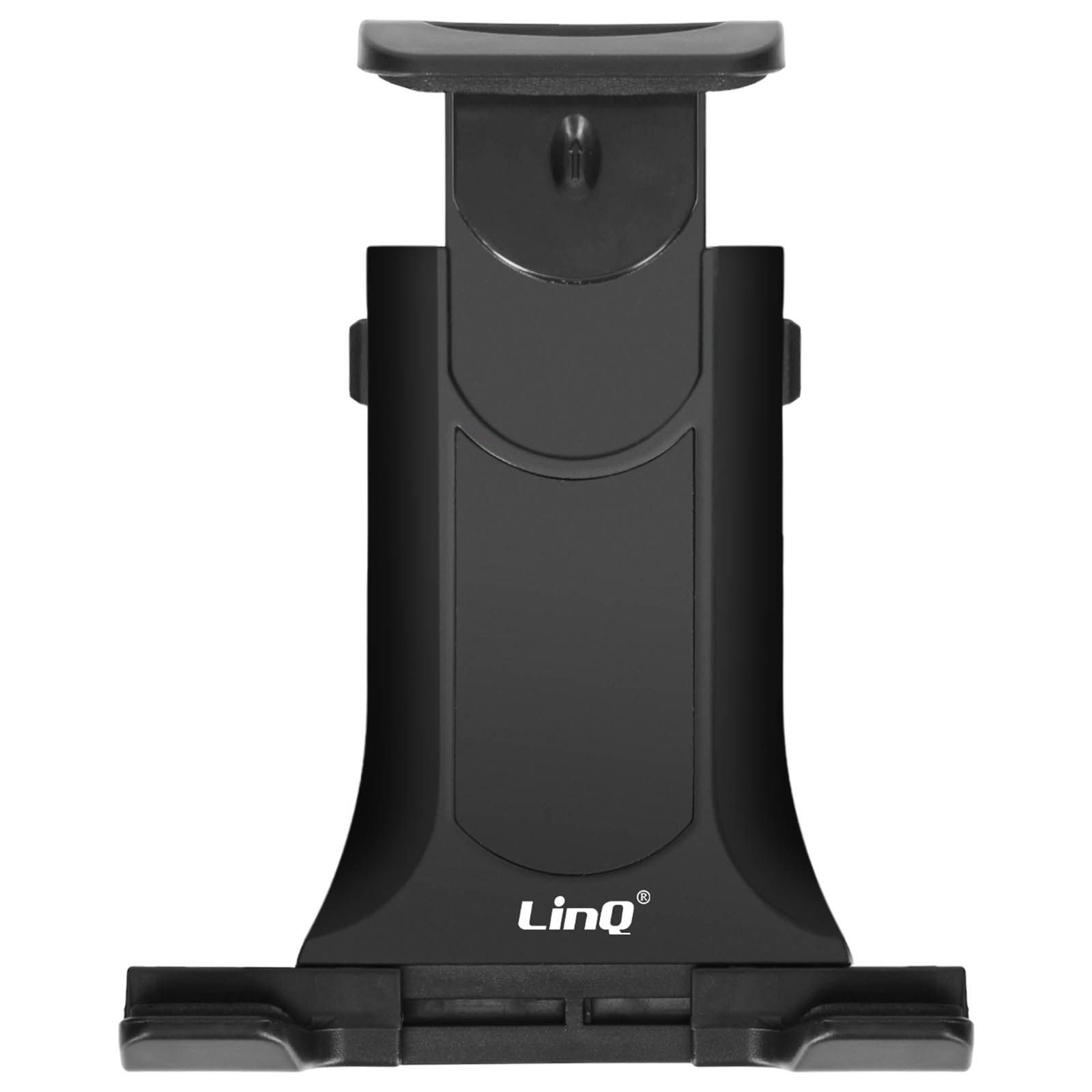Un supporto nero per tablet con il marchio LinQ.