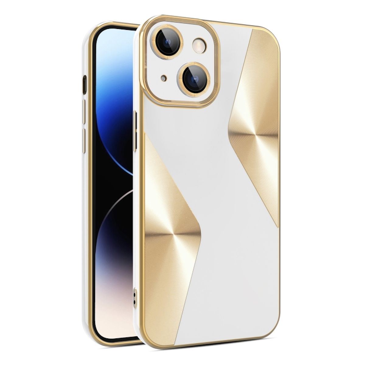 WIGENTO Electroplating Silikon TPU iPhone Apple, Plus, Schutz, integriertem Kameralinsen Weiß Hülle Backcover, mit 15