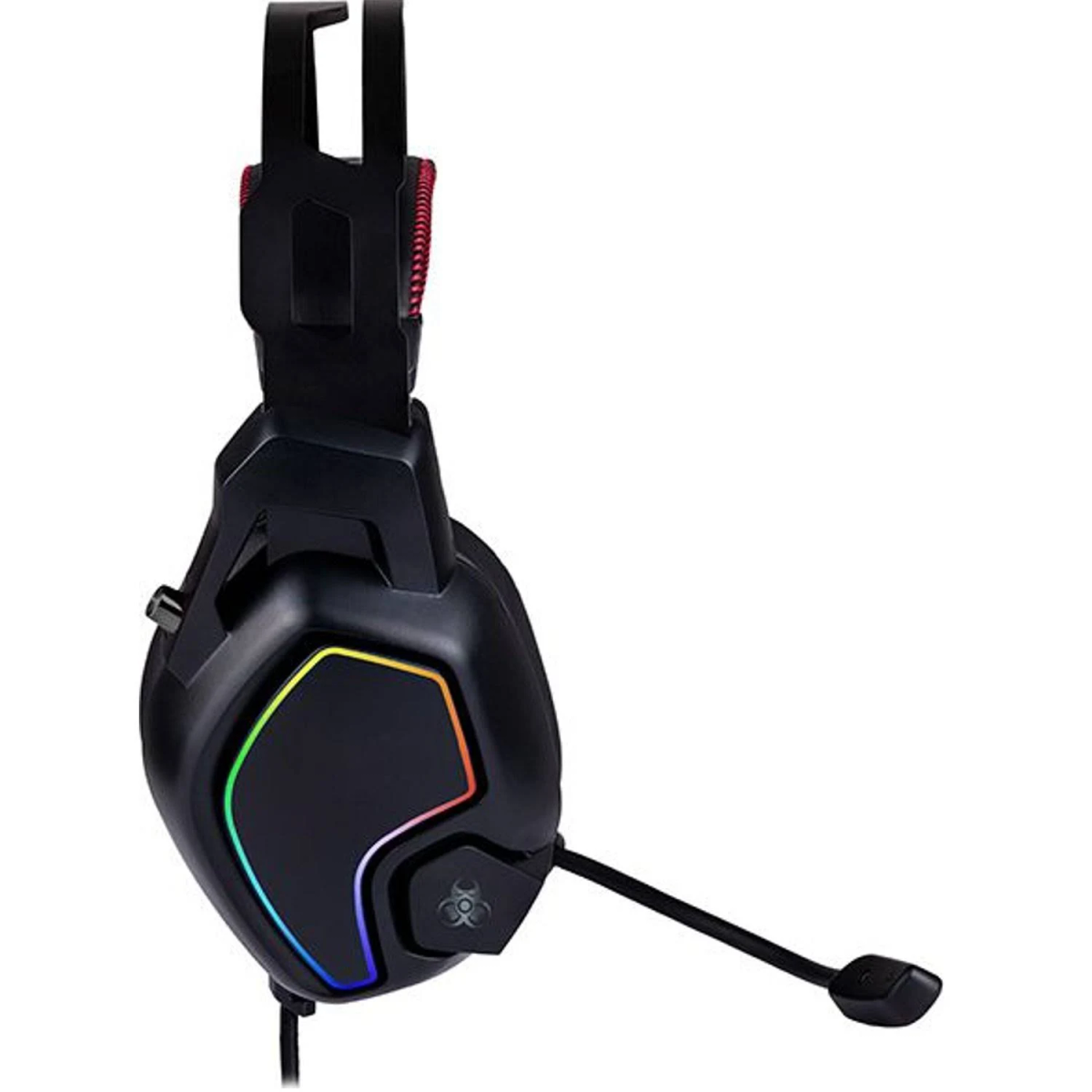 Czarny zestaw słuchawkowy dla graczy z mikrofonem i oświetleniem RGB.