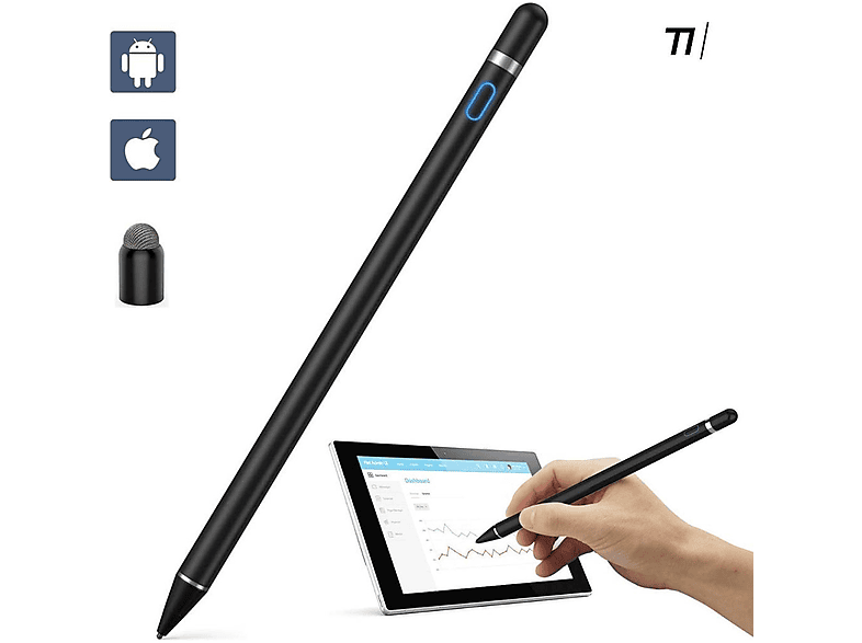 TIKKENS Stylus Pen mit Schreibfunktion - Pen Schwarz Schwarz Stylus | Eingabestift