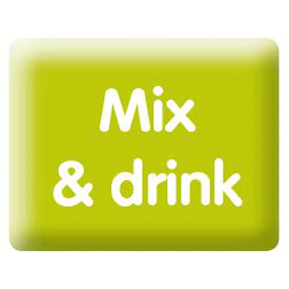 Pulsante quadrato verde con testo 'Mix & drink' in bianco. Colore verde chiaro con bordi arrotondati.