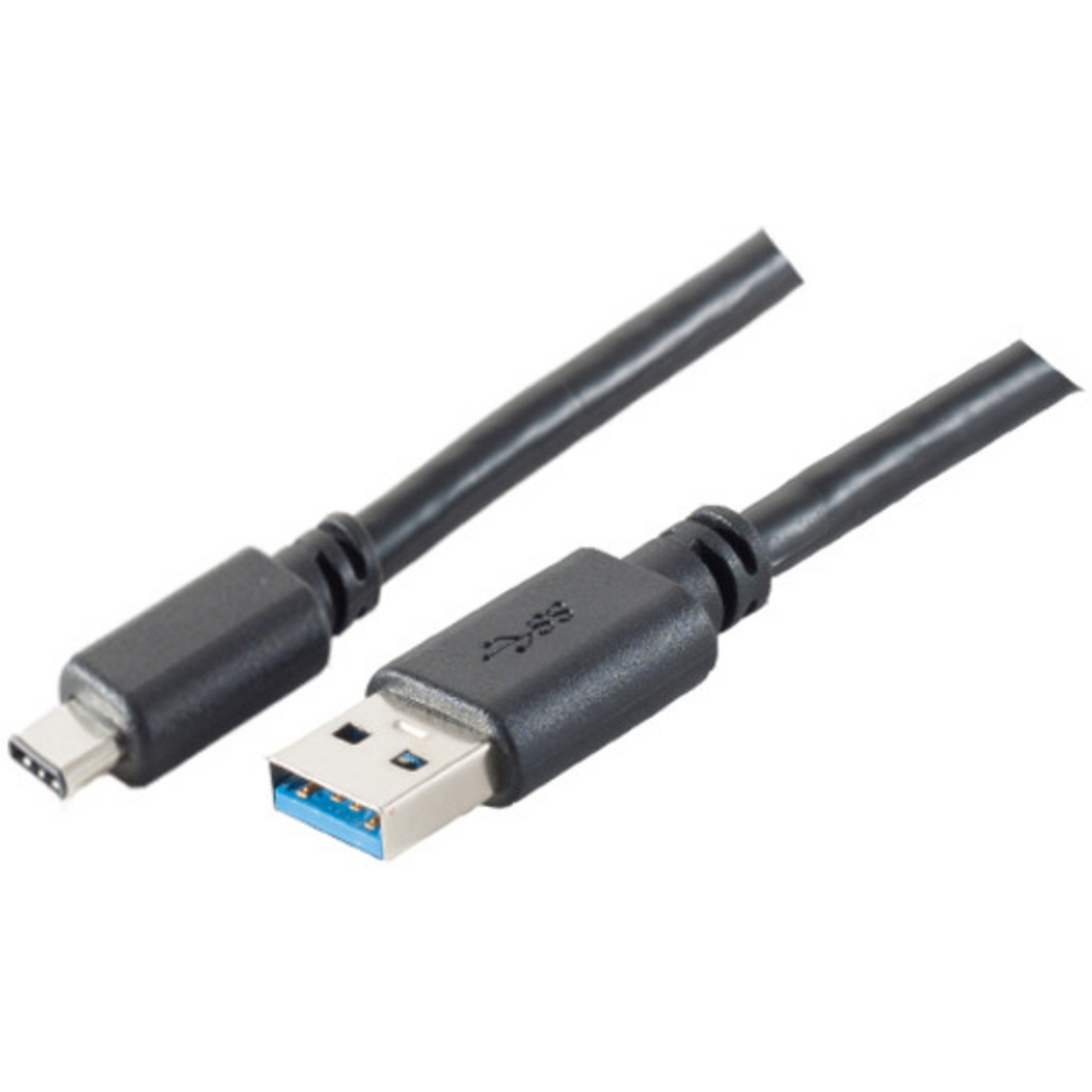 Cavo USB nero. Un'estremità ha un connettore USB-C, l'altra un connettore USB 3.0.