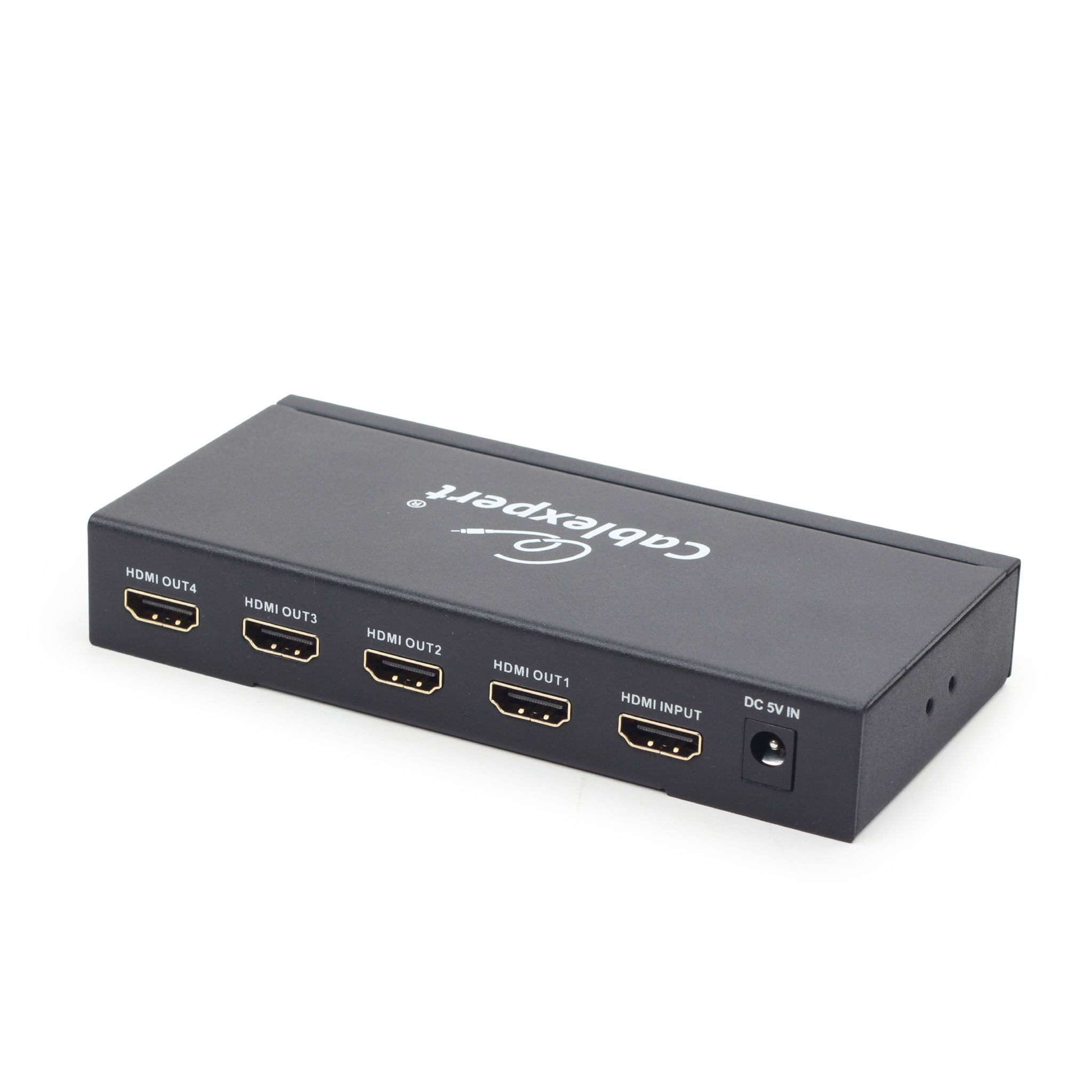 A black HDMI splitter with multiple HDMI ports and the Cablexpert logo.