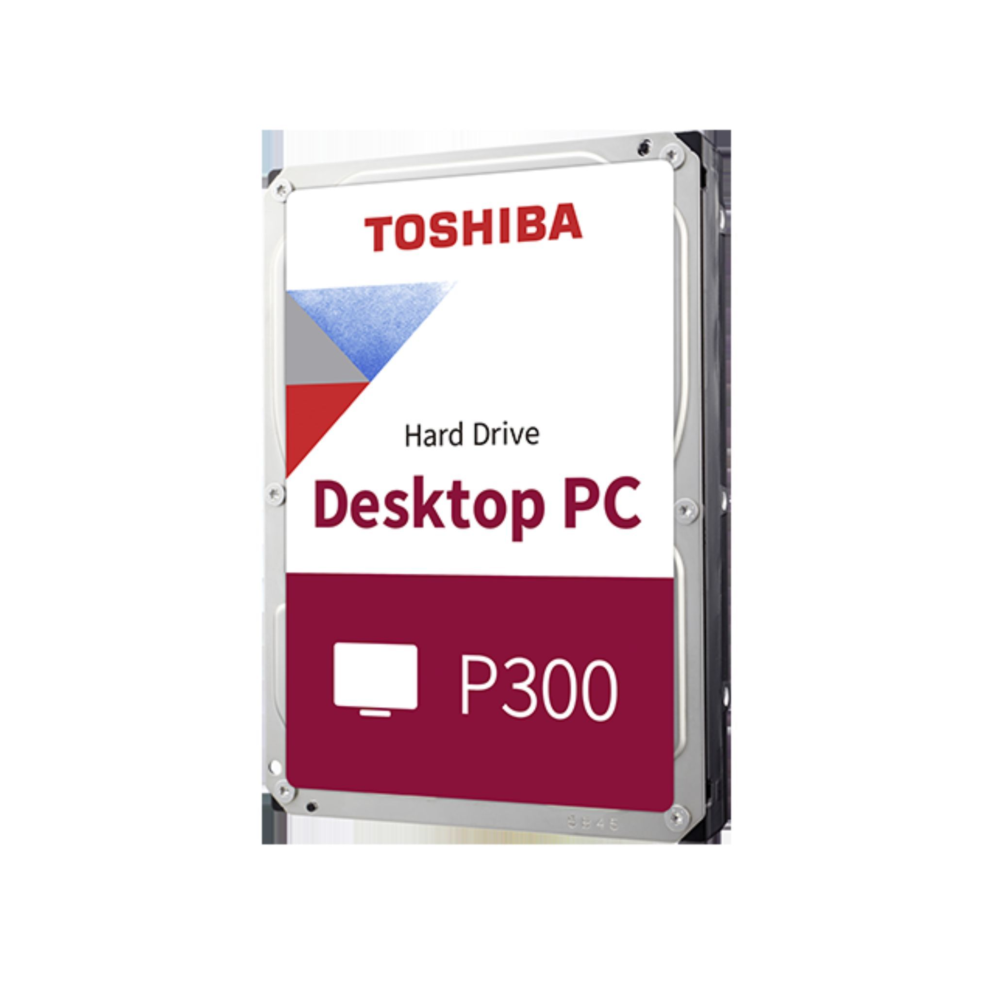 Dysk twardy Toshiba do komputera stacjonarnego. Ma białą etykietę z nazwą marki.