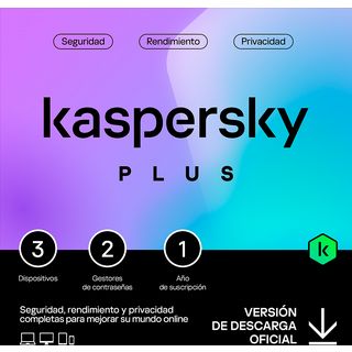 Antivirus - KASPERSKY Plus Internet Security 2023 3 Dispositivos Licencia Digital 1 Año