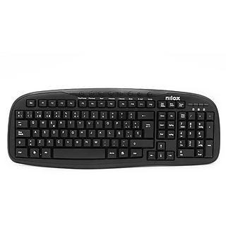 Teclado gaming - NILOX TECLADO MULTIMEDIA NILOX USB NEGRO, Wired, 10