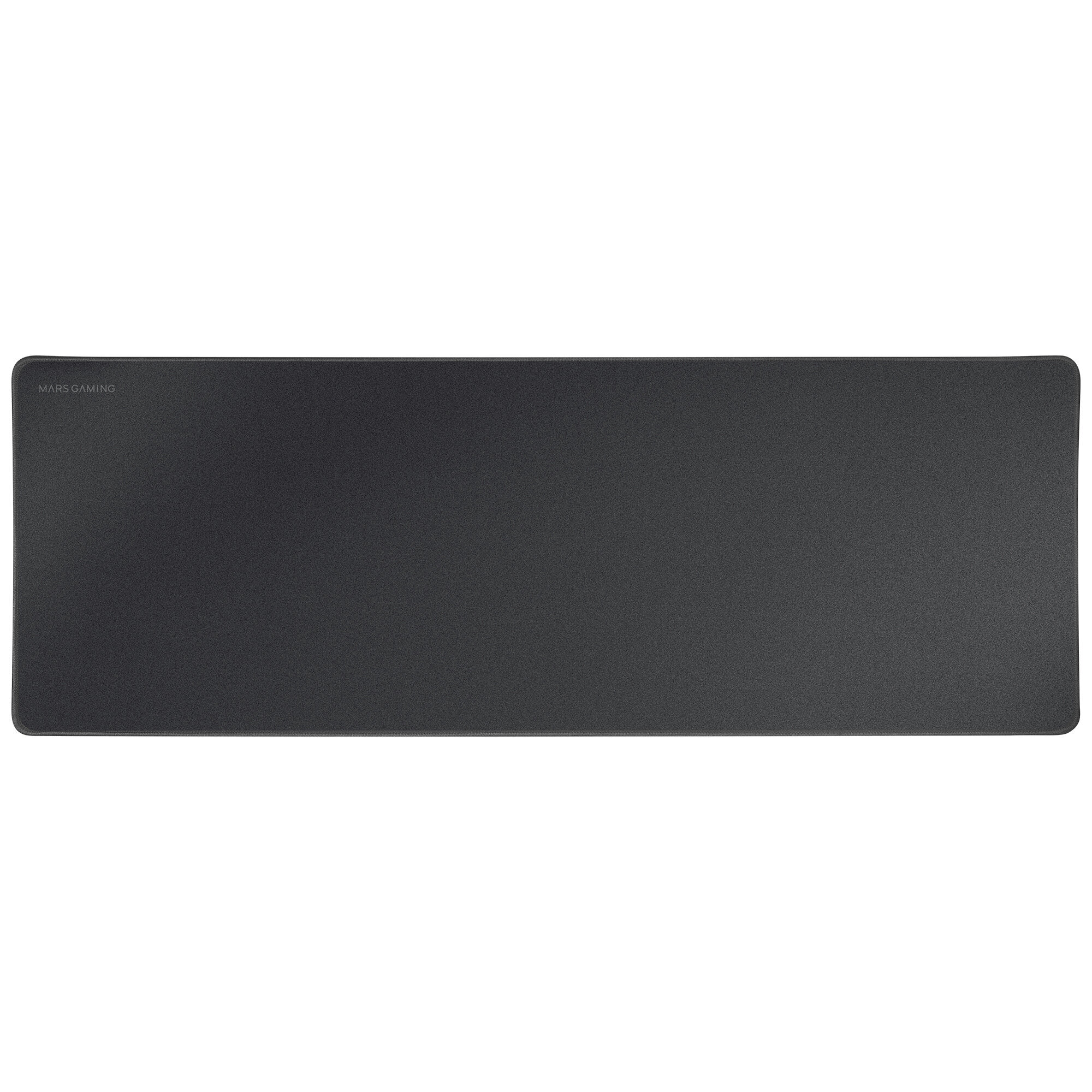 Duża, prostokątna czarna podkładka pod mysz. 'MARS GAMING' jest wydrukowane na biało w lewym górnym rogu.