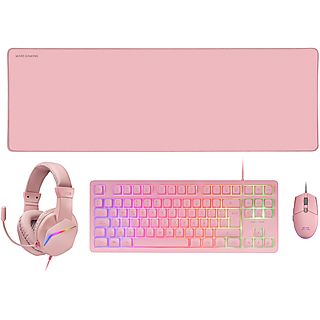 Pack Teclado + Ratón - MARS GAMING MCPRGB3PPT, Wired, Rosa