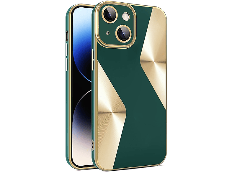 integriertem iPhone Electroplating Kameralinsen Schutz, Silikon Hülle Grün WIGENTO mit Backcover, TPU Apple, Plus, 15