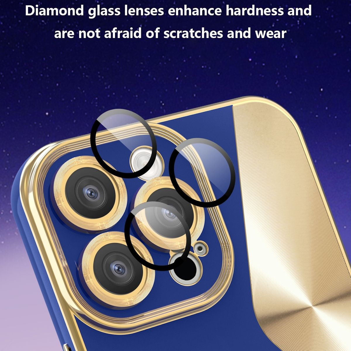 iPhone Dunkelblau TPU integriertem Schutz, mit WIGENTO Silikon Electroplating Pro, Backcover, Apple, Hülle 15 Kameralinsen