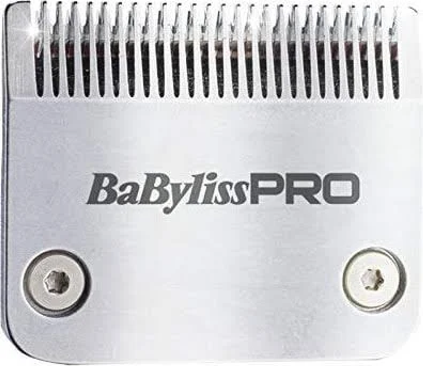 Lama per tagliacapelli BaBylissPRO, colore argento, con il nome del marchio. Metallo con piccoli denti.