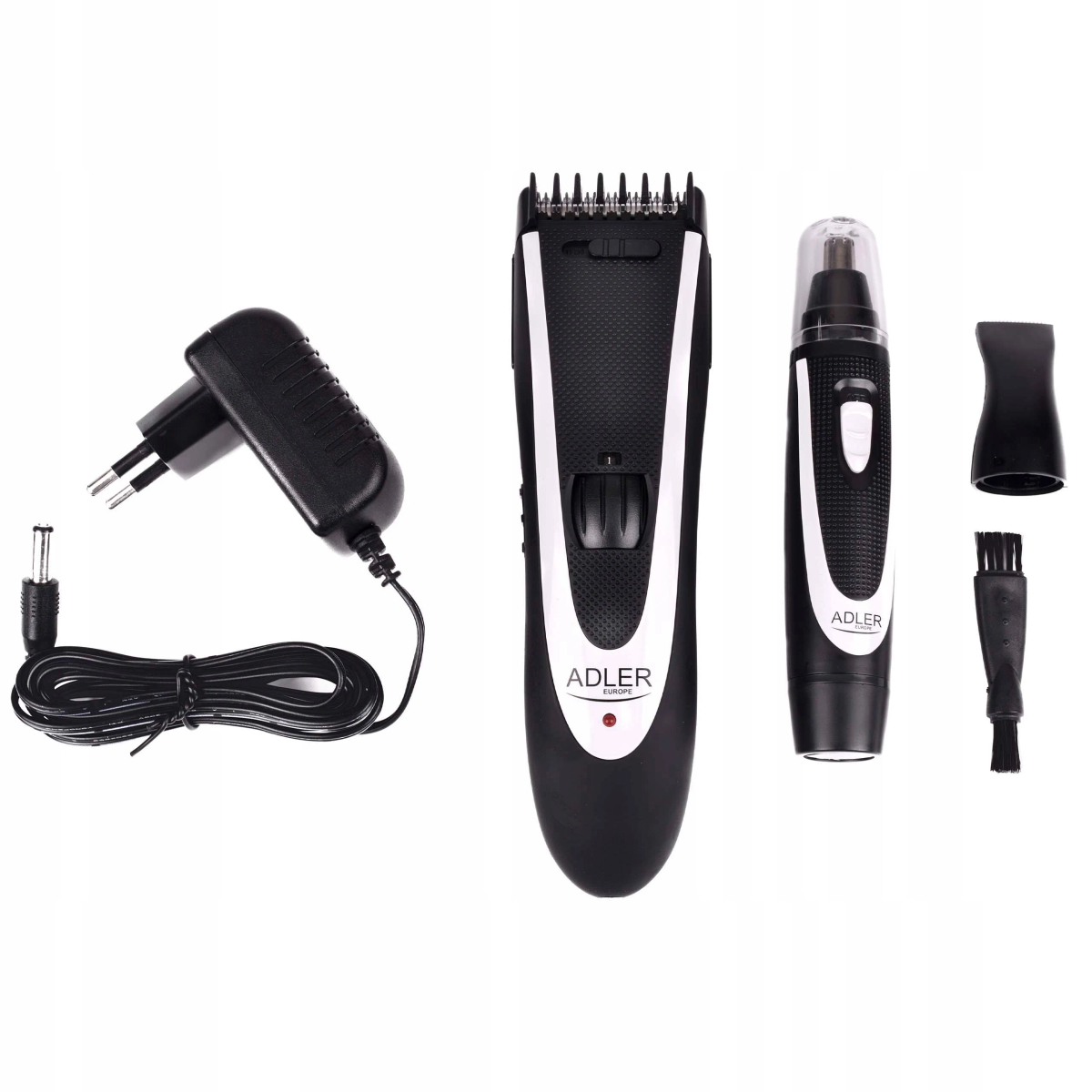 Juego de recortador de cabello con accesorios, incluido cargador y recortador nasal.