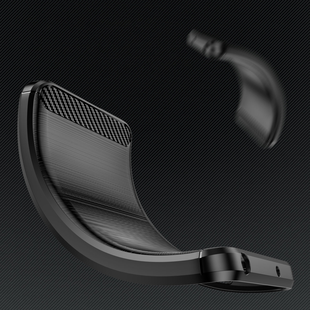 Schwarz mit Backcover, Hülle Carbon C33 flexible COFI C33, Realme kompatibel Silikon Carbon Realme, Hülle Case schwarz,
