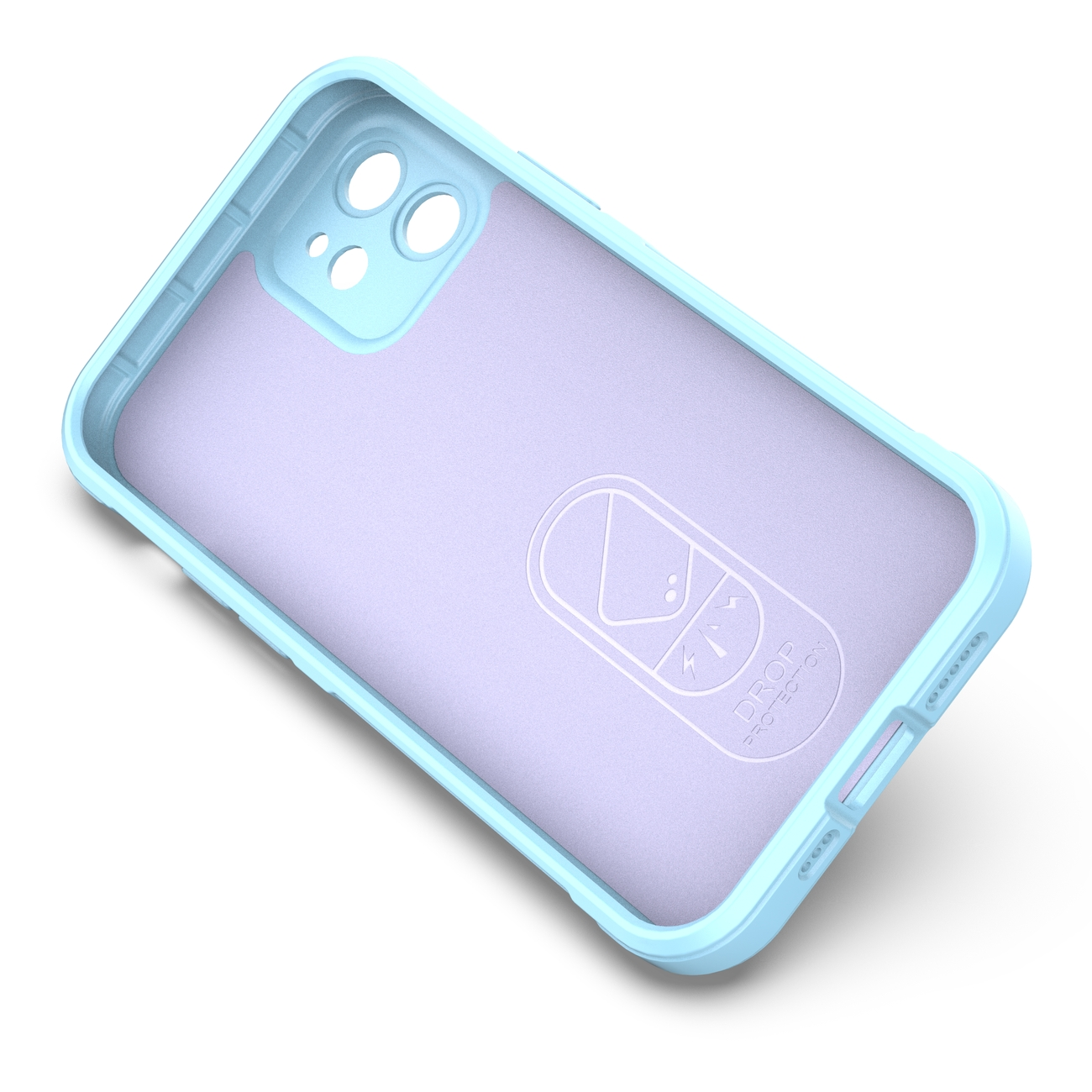 Hellblaues und lila Handycase mit Drop-Protection-Design.