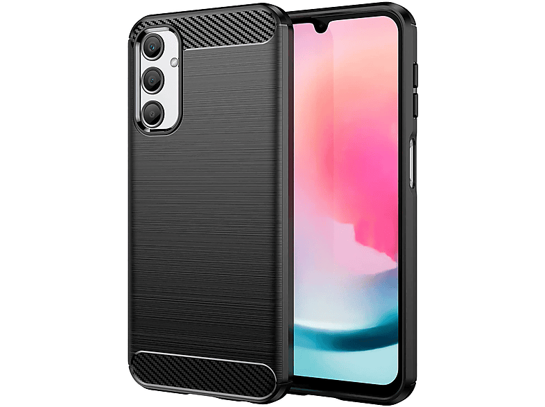 Schwarz COFI Galaxy 5G, Case A23 kompatibel Samsung, flexible Hülle Backcover, schwarz, Galaxy Carbon A23 5G Silikon mit Carbon Samsung