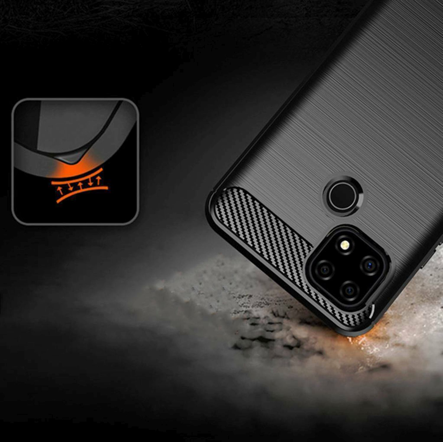 COFI Carbon Case Flexible Cover 9 schwarz, 9 Pro, kompatibel Pro Schwarz Realme, mit Realme Backcover