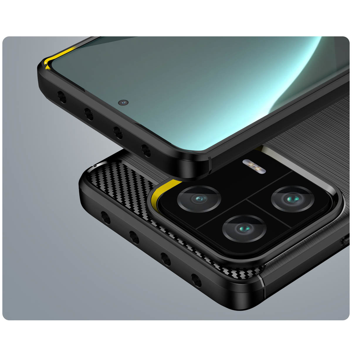 Schwarz Xiaomi Carbon Case flexible Backcover, Silikon 13T COFI mit Hülle Hülle kompatibel Xiaomi, 13 Pro, Carbon schwarz,