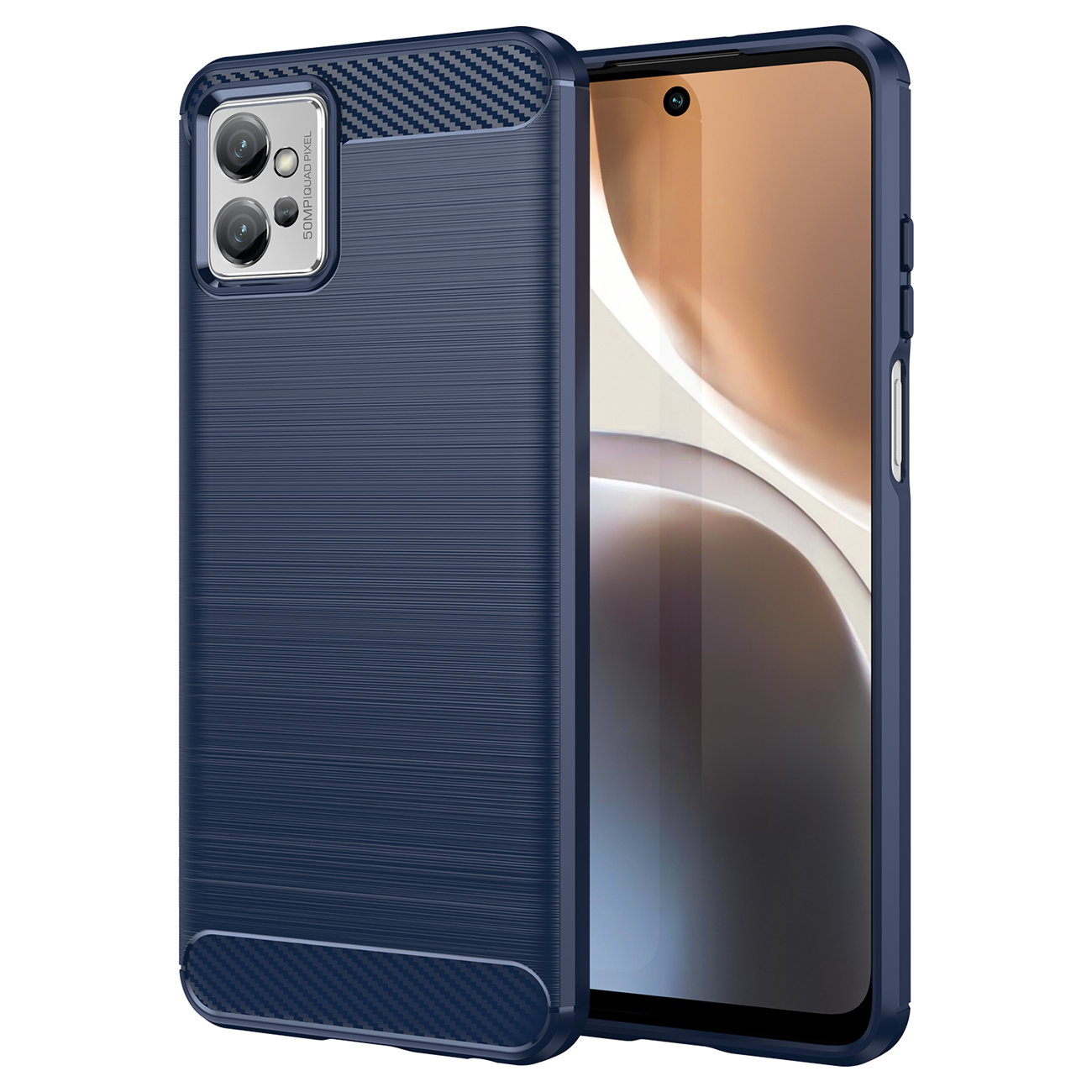Case blau, Galaxy 5G A14 mit flexible COFI Backcover, Carbon Samsung, 5G, kompatibel Carbon Galaxy Hülle Samsung Hülle A14 Blau Silikon