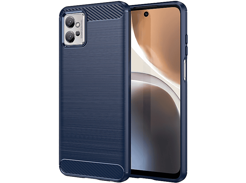 COFI Carbon Case Hülle kompatibel mit Samsung Galaxy A14 5G flexible Silikon Carbon Hülle blau, Backcover, Samsung, Galaxy A14 5G, Blau
