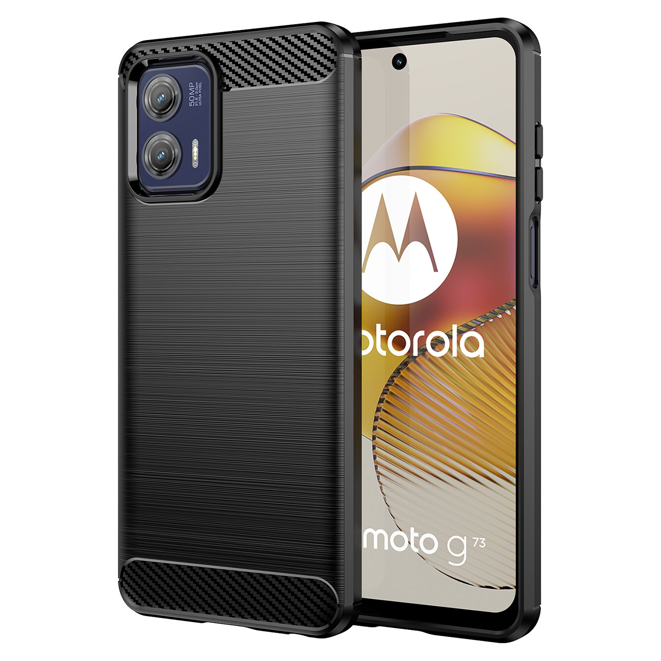 5G Schwarz COFI Motorola, Moto kompatibel G73 Moto Silikon G73 Carbon Carbon Case schwarz, Hülle mit 5G, flexible Motorola Backcover,