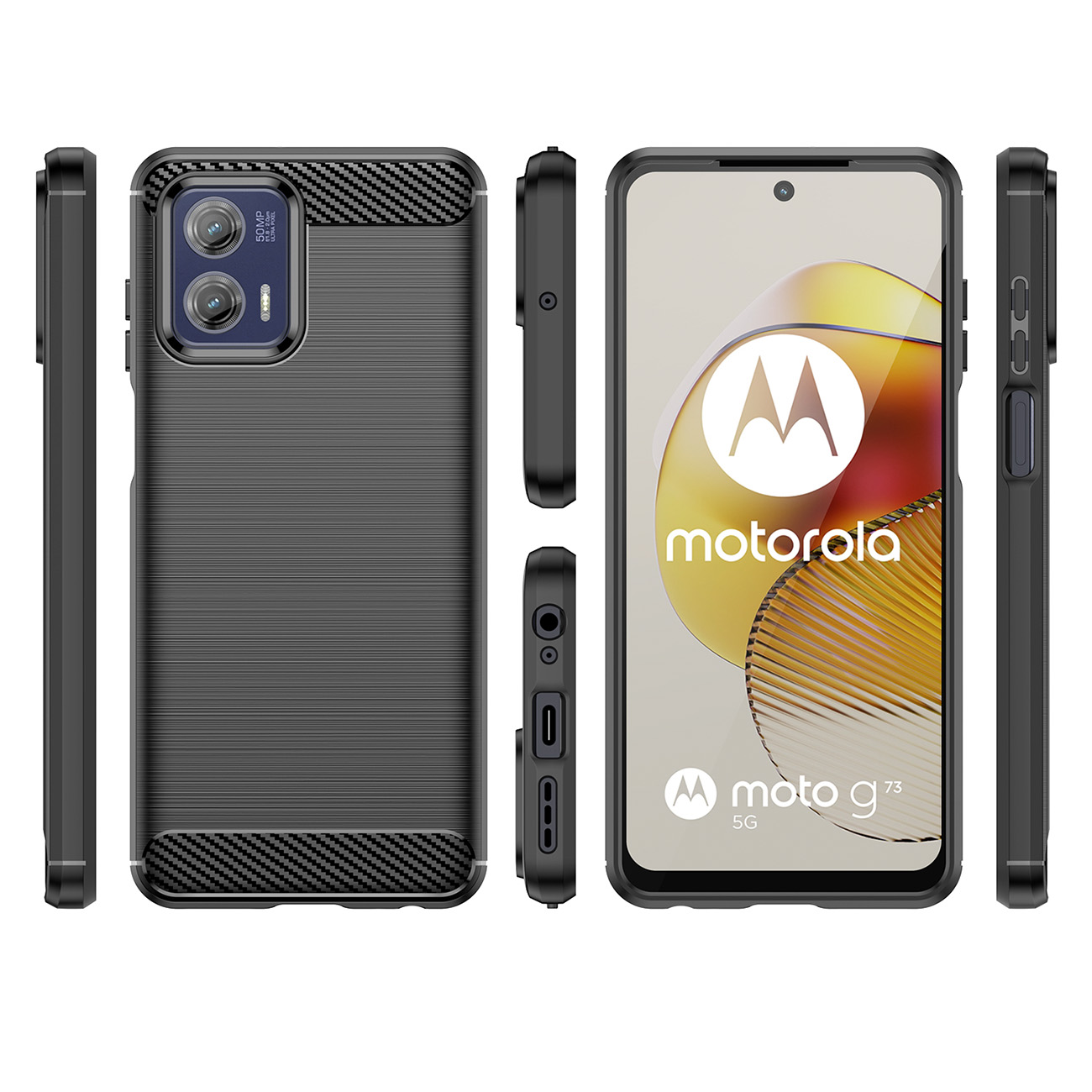 Backcover, Hülle Motorola, Moto Silikon Moto flexible Carbon G73 G73 5G kompatibel schwarz, Schwarz 5G, COFI Carbon mit Motorola Case