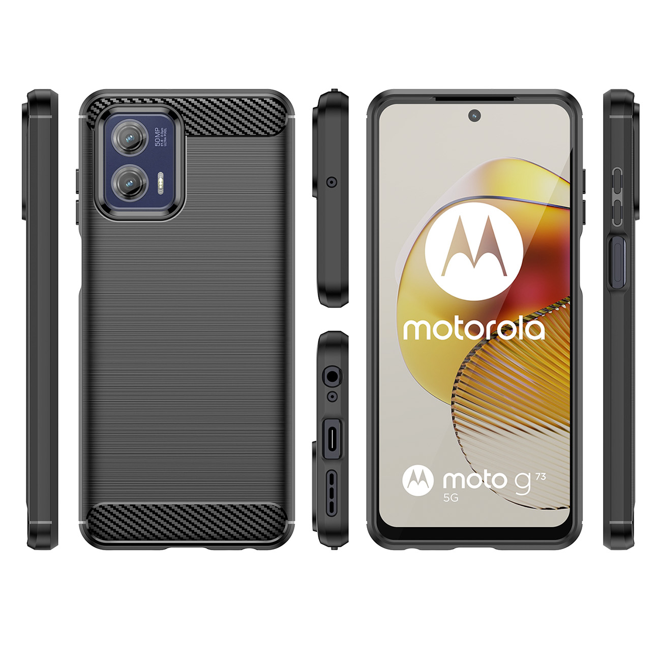 Hülle schwarz, Moto Case COFI Schwarz G73 Carbon 5G G73 Moto Silikon kompatibel Motorola mit 5G, Backcover, Carbon flexible Motorola,