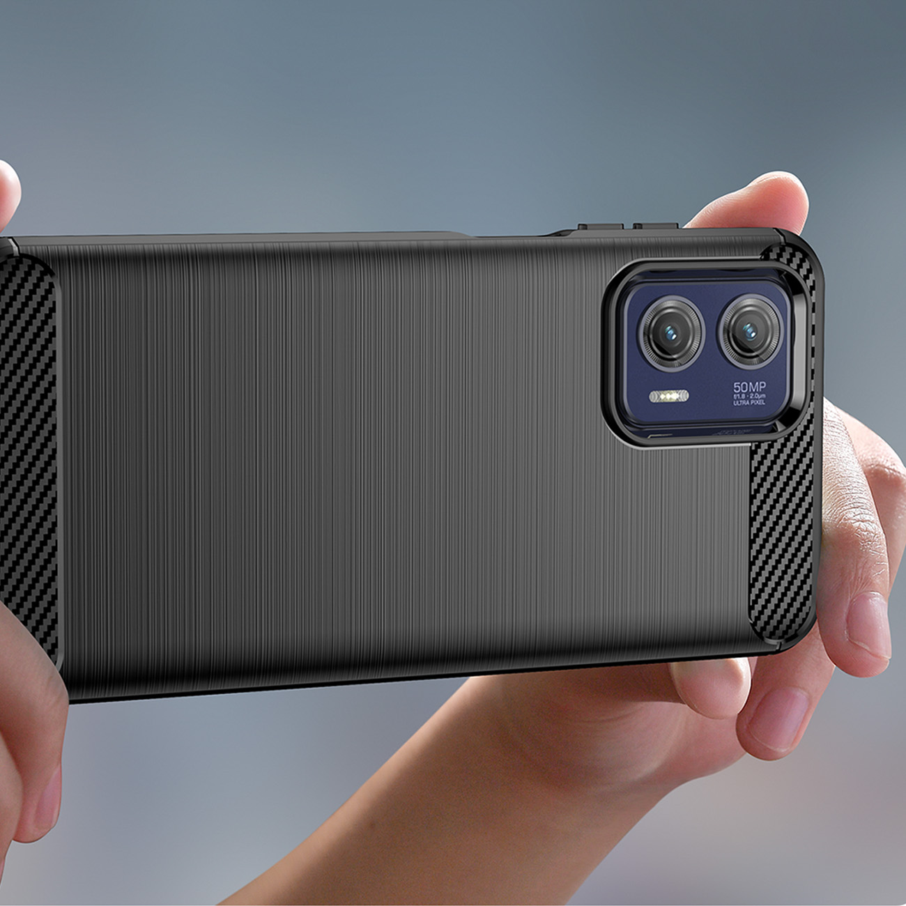 COFI Carbon Case kompatibel mit schwarz, Carbon 5G G73 Hülle Schwarz flexible Backcover, Motorola Motorola, Moto 5G, Silikon Moto G73
