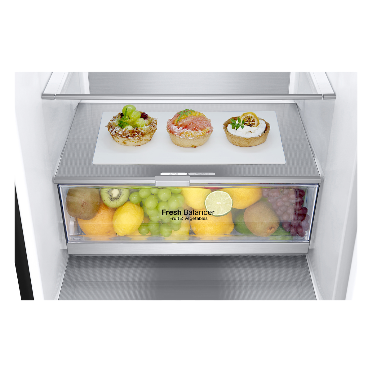 FRIGORIFERO COMBINATO LG GBB72MCVBN, Capacità netta totale 384 l, Rumorosità: 35 dB(A), 3 ripiani, Dimensioni: L 595 mm A 2030 mm P 675 mm, Nero, Classe B