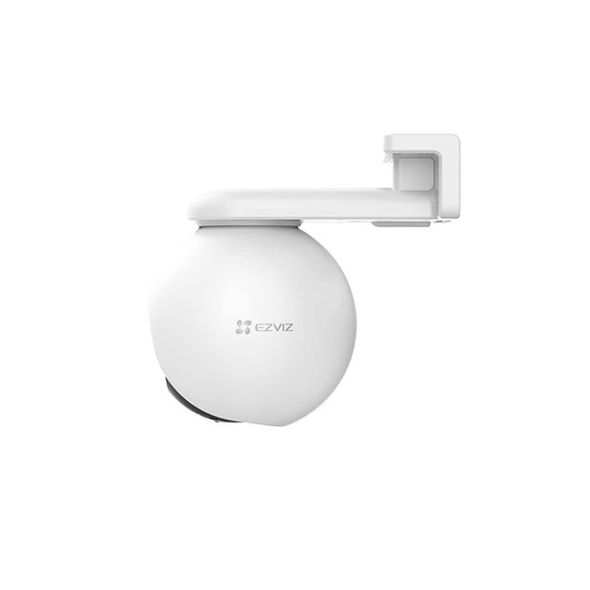 Biała kamera bezpieczeństwa z zaokrąglonym korpusem i uchwytem.