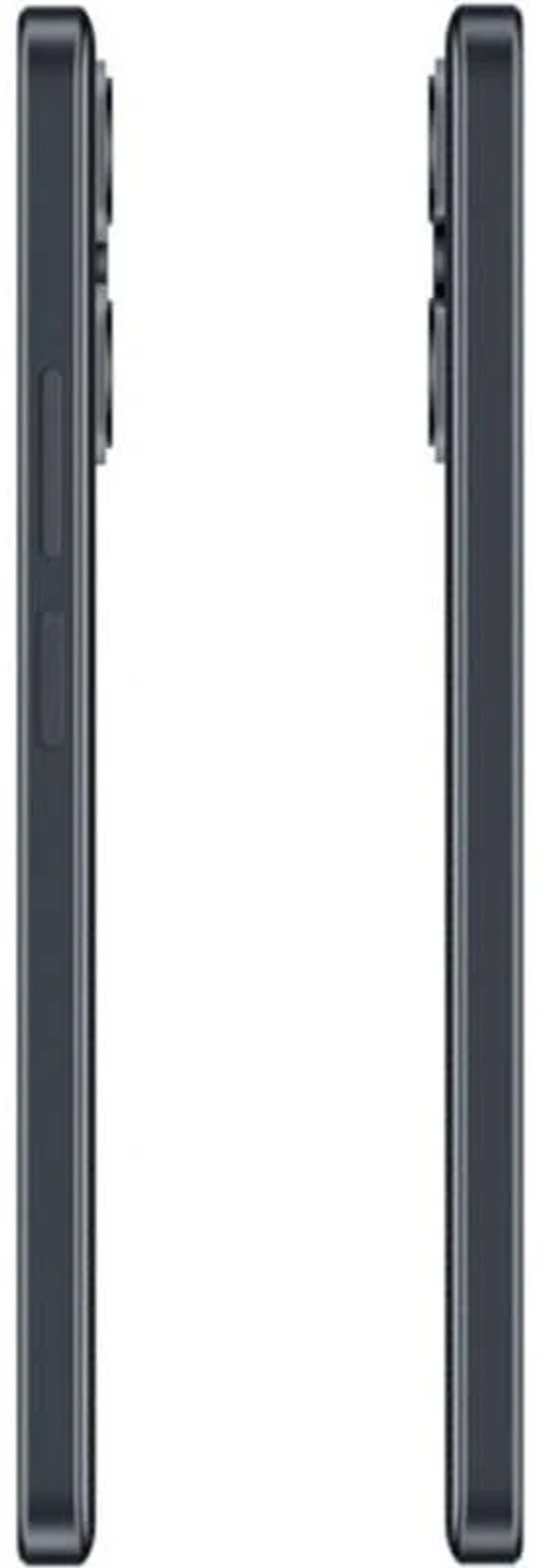 Yan yana iki akıllı telefon. Yanlarında düğmeler bulunan koyu renkli cihazlar.