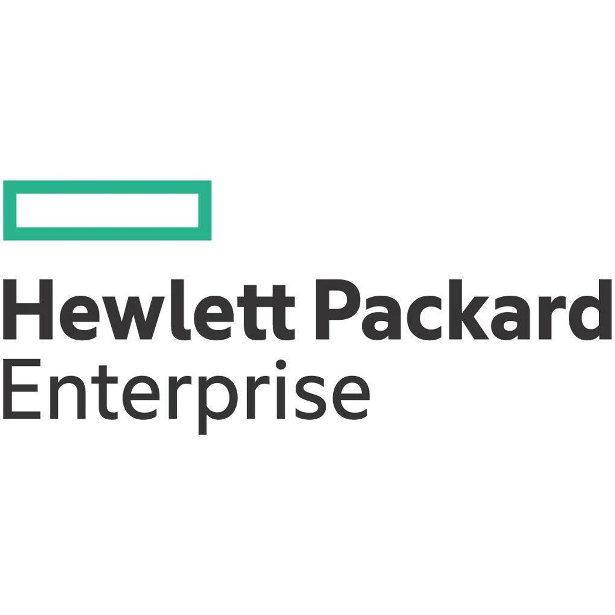 Białe tło z logo Hewlett Packard Enterprise.