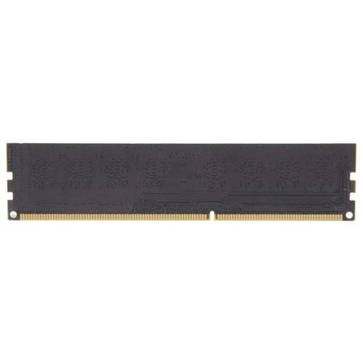 Uno stick di RAM nero con bordo dorato. Lo sfondo è bianco.