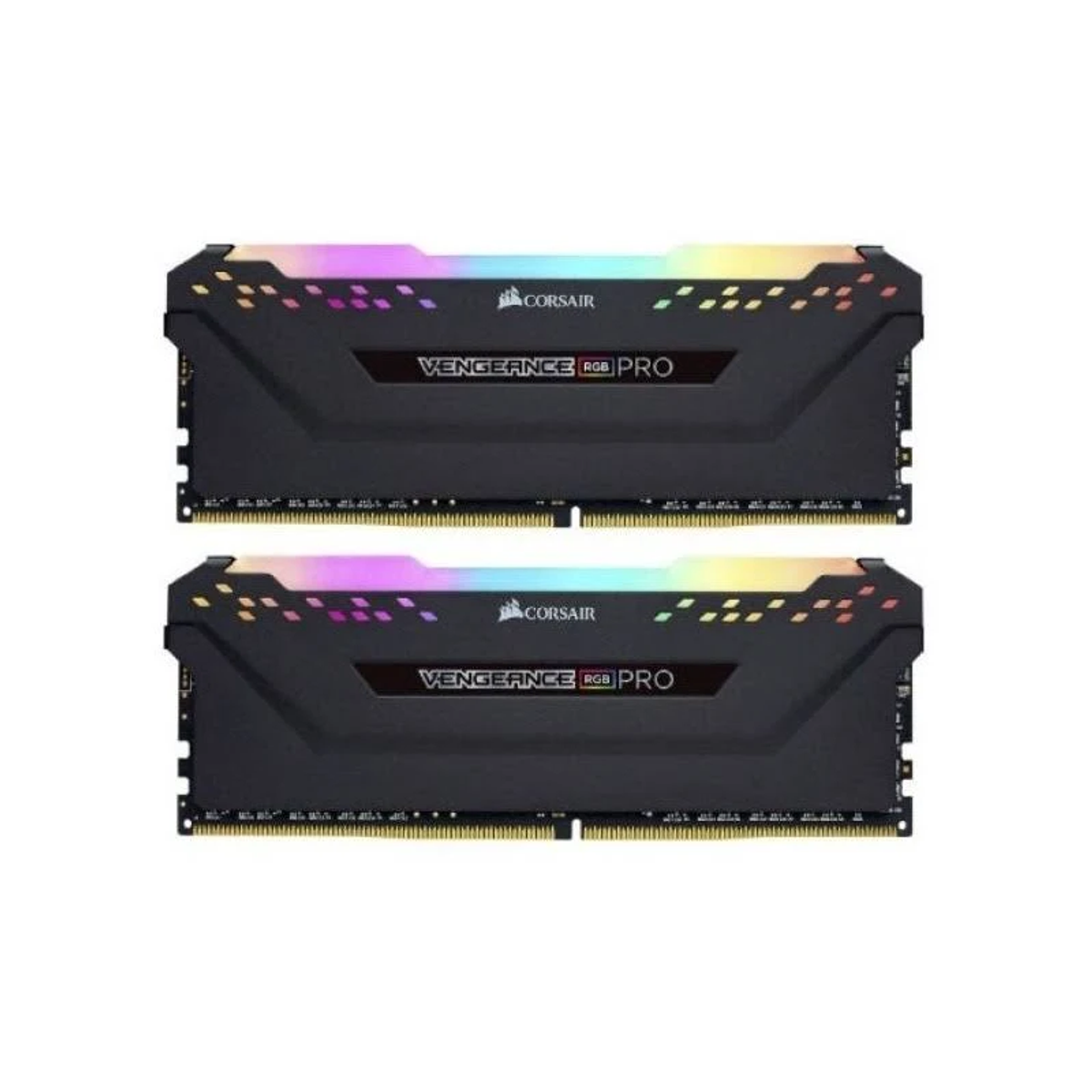 Dwa czarne moduły RAM z marką Corsair Vengeance RGB Pro.