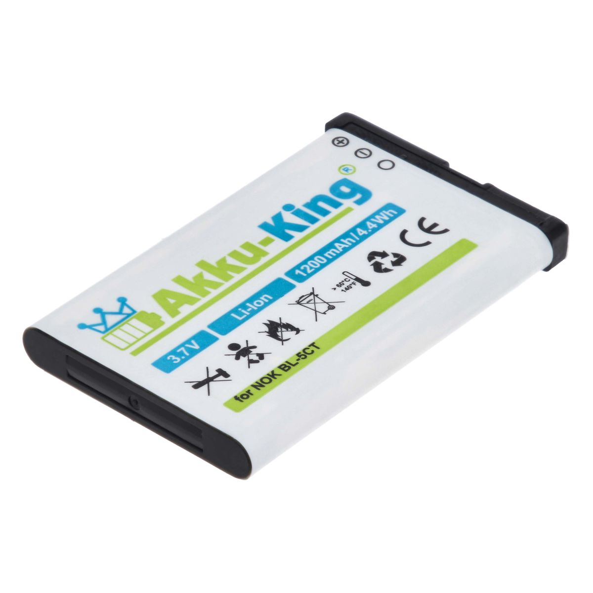 Nokia Volt, Akku kompatibel 1200mAh 3.7 Handy-Akku, Li-Ion BL-5CT mit AKKU-KING