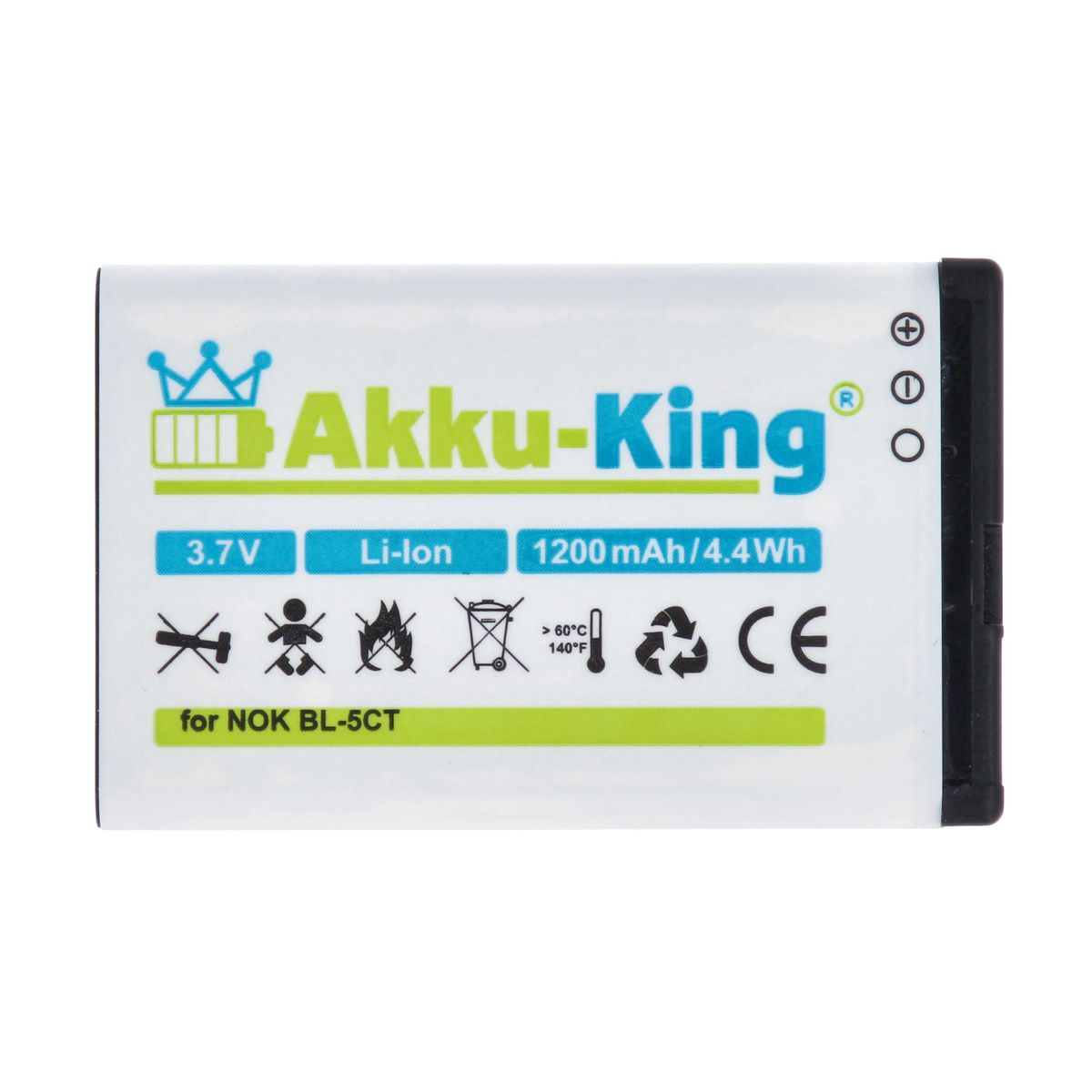 AKKU-KING Akku BL-5CT Volt, 1200mAh 3.7 mit Nokia kompatibel Handy-Akku, Li-Ion