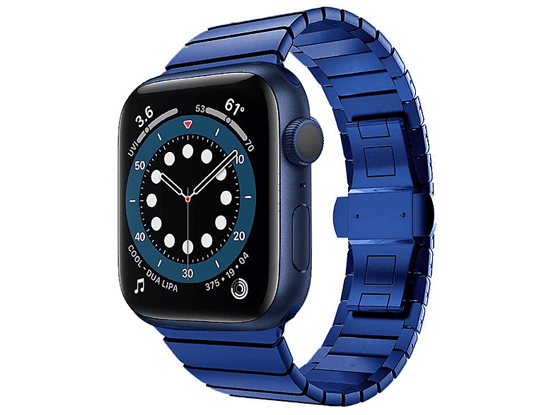 WIGENTO Stahl Metall Design Band, 44 9 42mm, / 2 Series 7 6 8 4 Watch 2 3 SE 1 1 5 Blau Ultra + / Apple, Ersatzarmband, 45 49mm