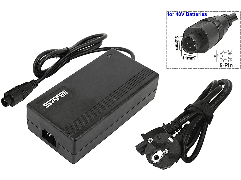 POWERSMART für Elektrofahrräder, 2,0 A, AC-Adapter, Spannung: 180–240 V, Ausgang: 54,6 V E-Bike Ladegerät Joycube, Phylion, 48 Volt, Schwarz