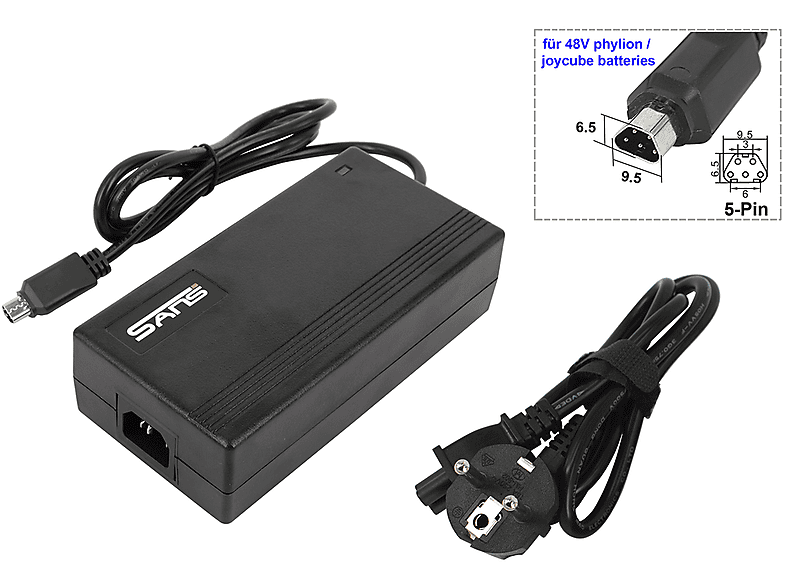 POWERSMART für Fischer ETH 1806.1, ETH 1820.1, ETH 1861.1 eBike Ladegerät Joycube, Phylion, 48 Volt, Schwarz