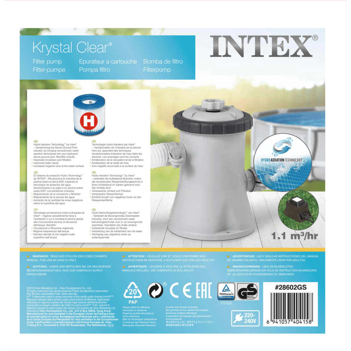 INTEX 3202765 Pool-Filterpumpe, Schwarz Grau und